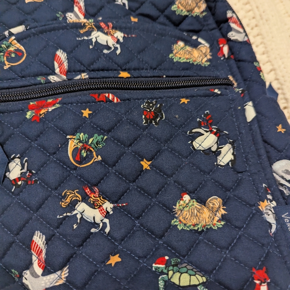 Vera Bradley Small Quilted Backpack Snow Globe Motifs Christmas Holiday Print - Picture 4 of 6